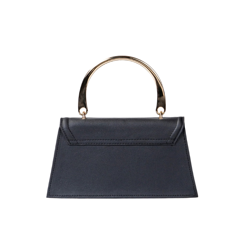 Black Structured Handle Handbag for Women