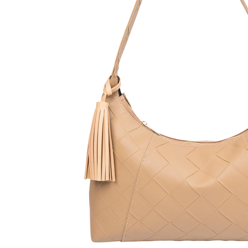 Brown Textured Tote Bag for Women