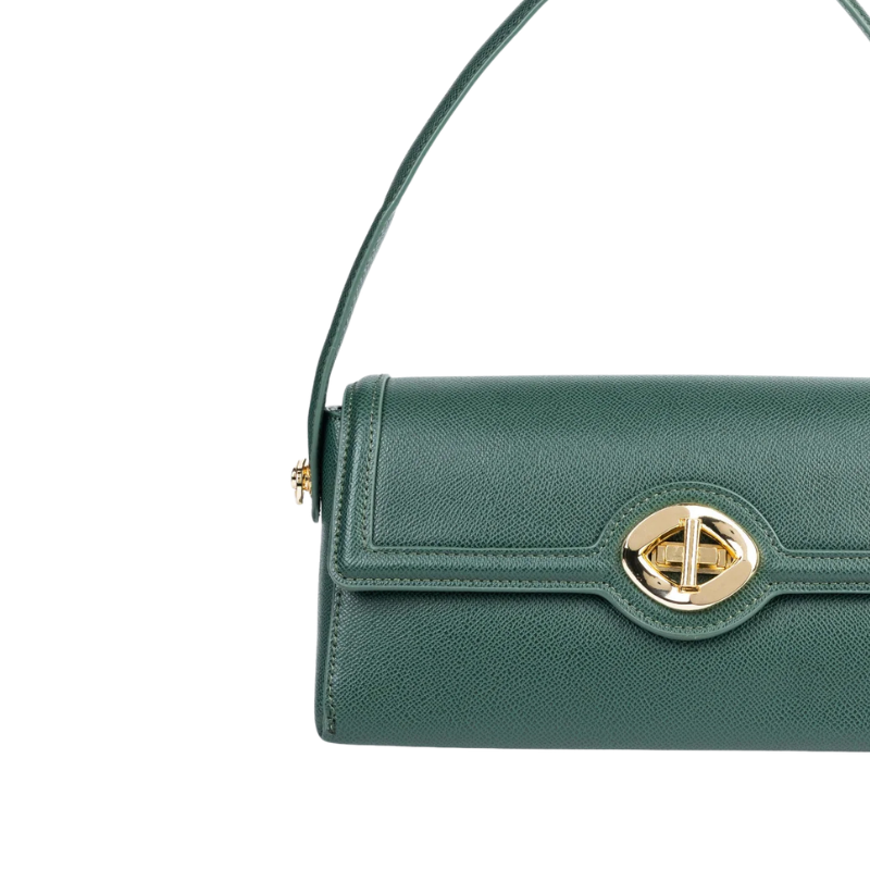 Green Baguette Handbag for Women